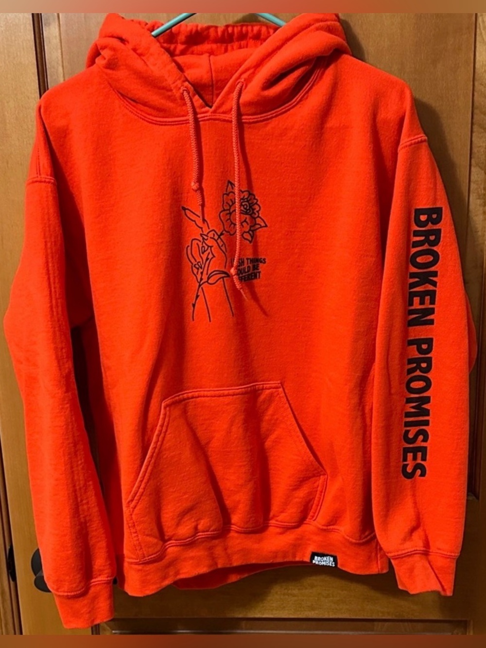 Broken Promises Renegade Orange Hoodie I Wish Things Could Be Different M